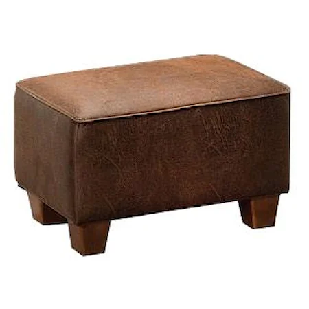 Standard Styled Rectangular Ottoman with Transitional Wood Feet